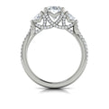 14K White Gold Pear & Round Diamond Three-Stone Ring
