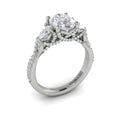 14K White Gold Pear & Round Diamond Three-Stone Ring