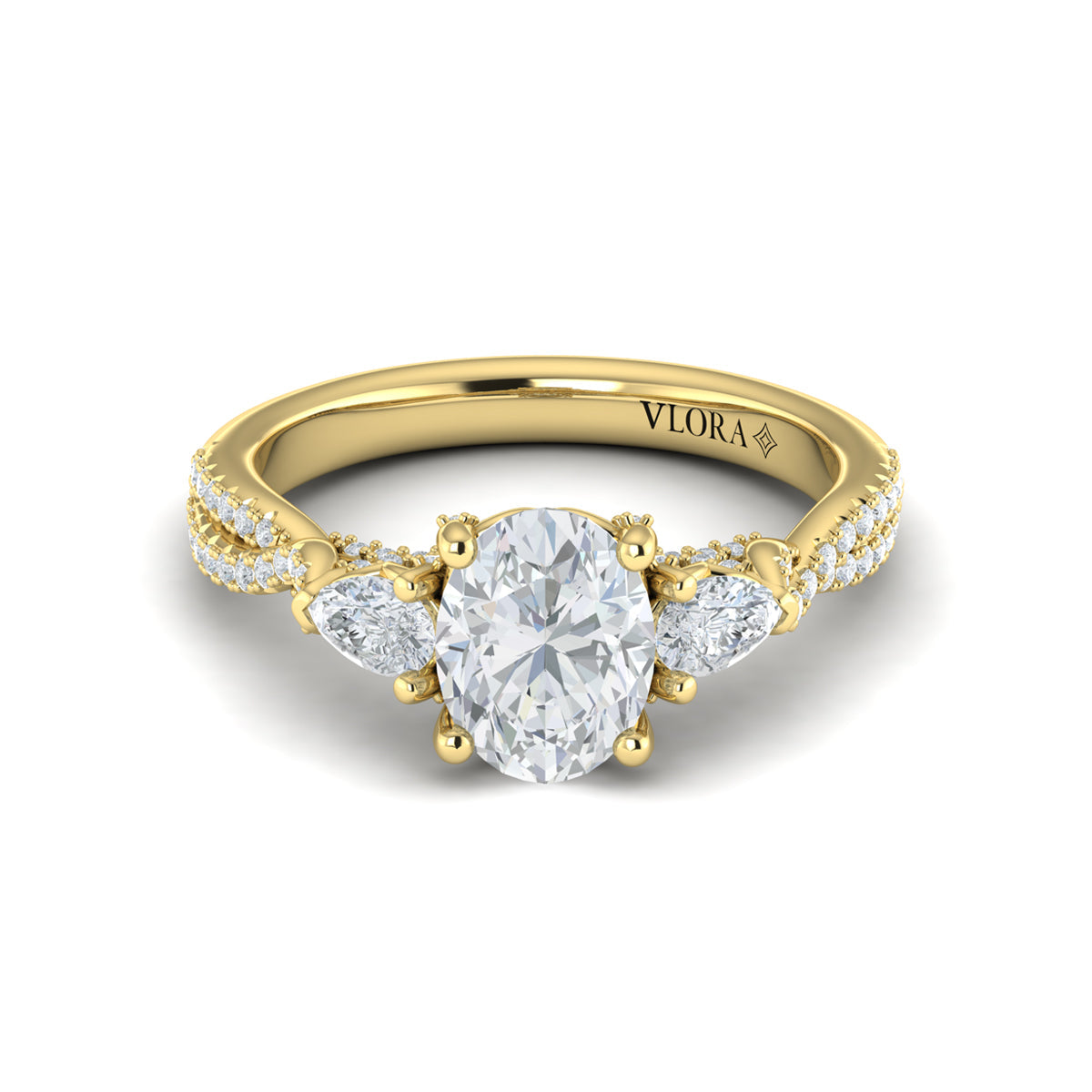 14kt Yellow Gold Round Diamond Three-Stone Engagement Ring