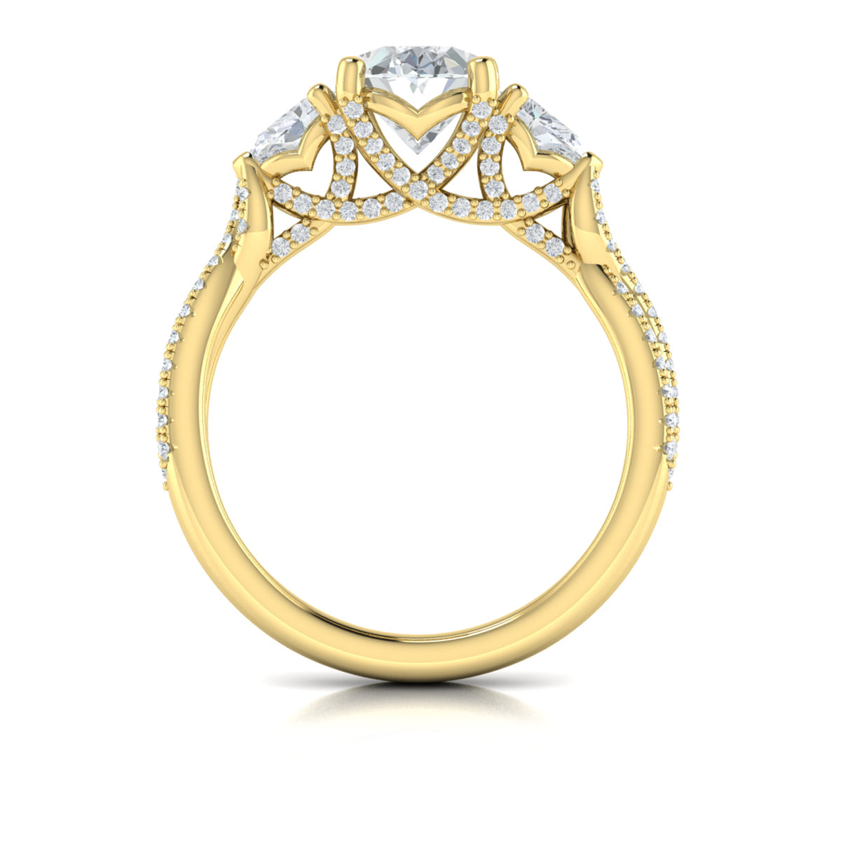 14kt Yellow Gold Round Diamond Three-Stone Engagement Ring