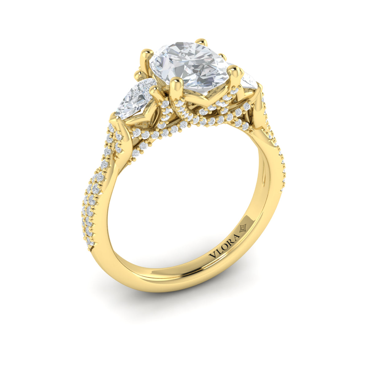 14kt Yellow Gold Round Diamond Three-Stone Engagement Ring