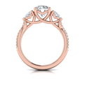 14kt Rose Gold Pear Diamond Three-Stone Engagement Ring