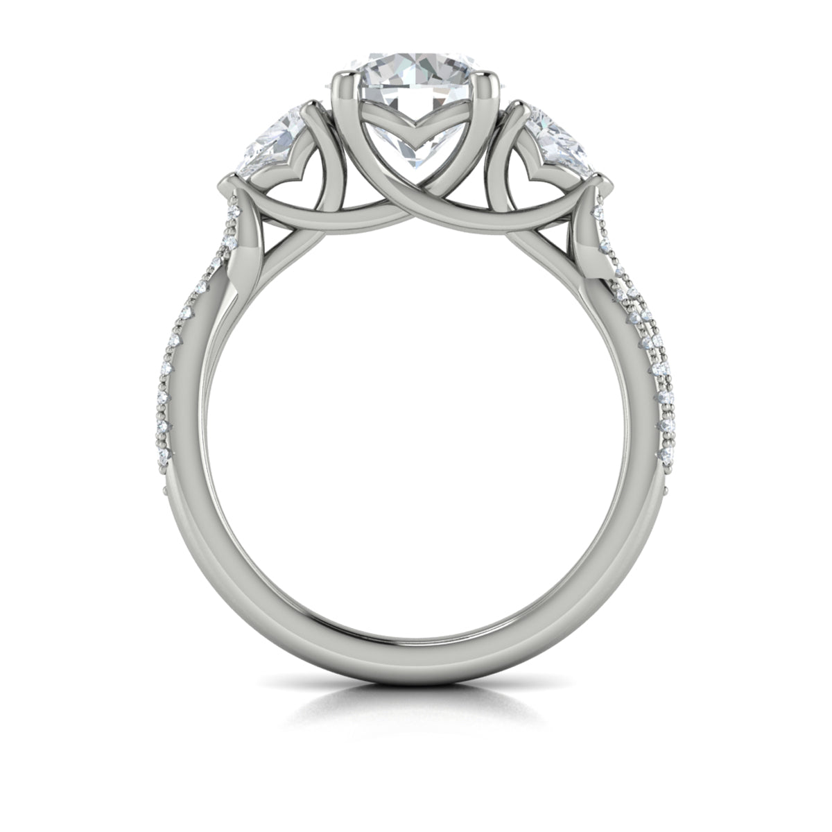 14K White Gold Pear Diamond Three-Stone Engagement Ring