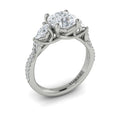 14K White Gold Pear Diamond Three-Stone Engagement Ring