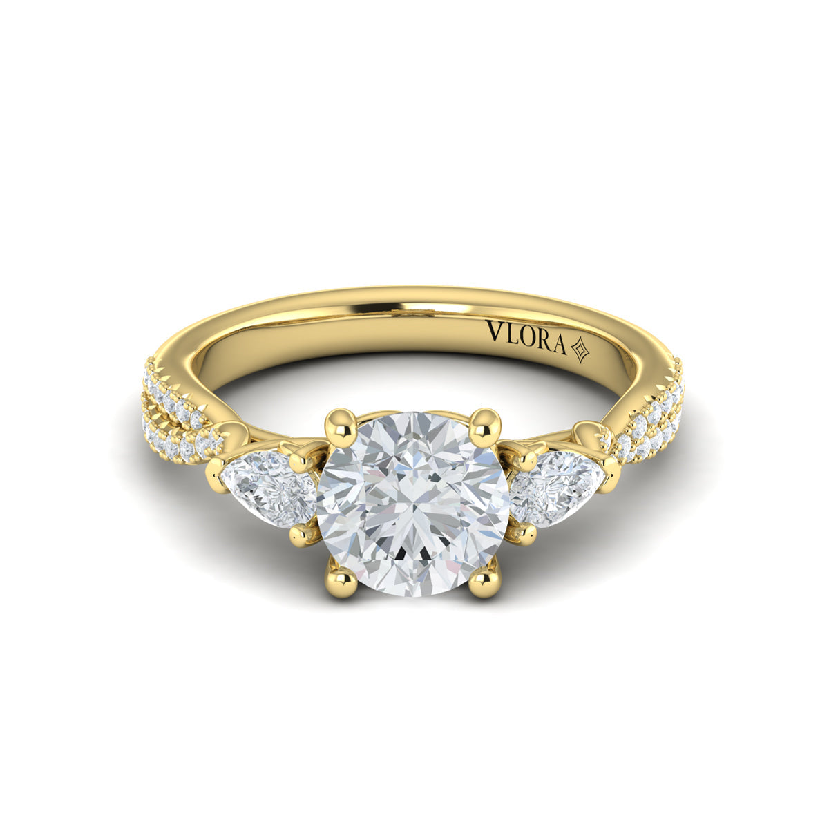 14kt Yellow Gold Pear Diamond Three-Stone Engagement Ring