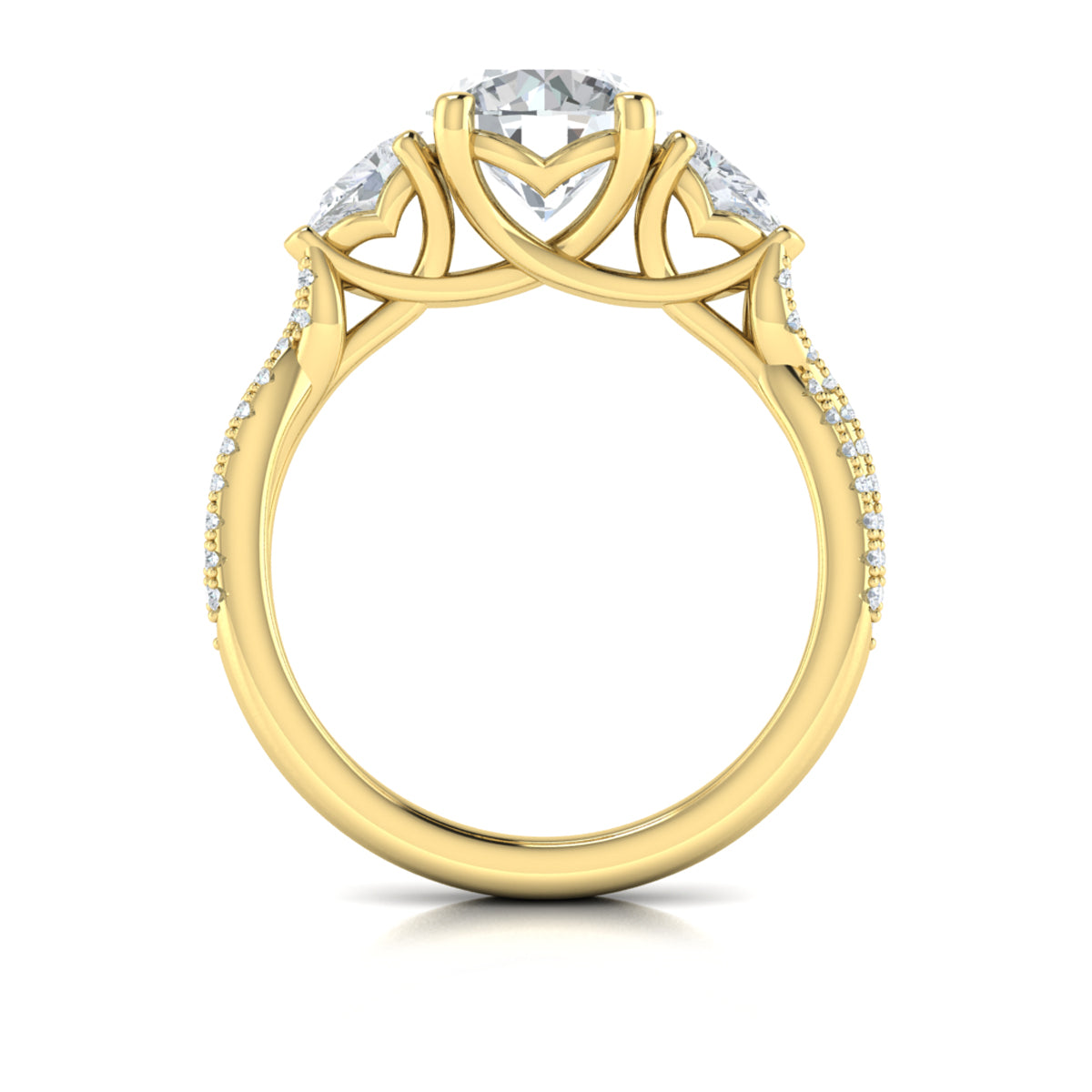 14kt Yellow Gold Pear Diamond Three-Stone Engagement Ring