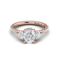 14kt Rose Gold Oval Diamond Three-Stone Engagement Ring