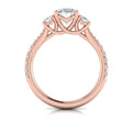 14kt Rose Gold Oval Diamond Three-Stone Engagement Ring