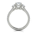 14K White Gold Oval Three-Stone Diamond Engagement Ring