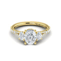 18kt Yellow Gold Oval Diamond Trilogy Engagement Ring