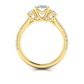 18kt Yellow Gold Oval Diamond Trilogy Engagement Ring