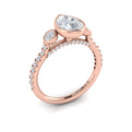 14kt Rose Gold Pear Diamond Three-Stone Engagement Ring