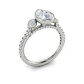 14K White Gold Pear Diamond Three-Stone Bezel Ring