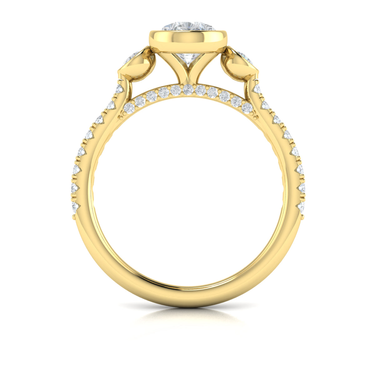 14kt Yellow Gold Pear Diamond Three-Stone Bezel Ring