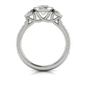 14K White Gold Oval Diamond Three-Stone Bezel Ring