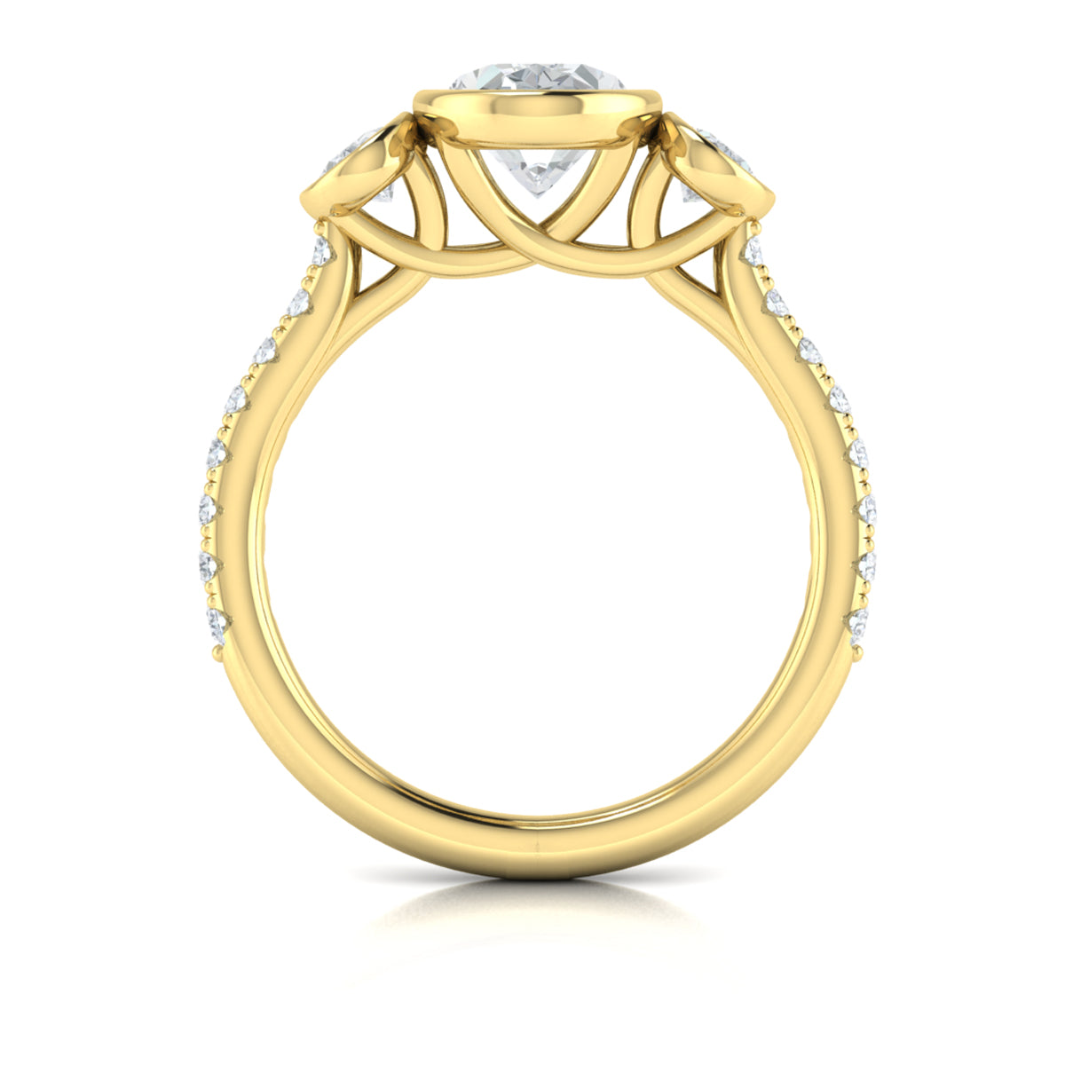18kt Yellow Gold Oval Diamond Three-Stone Engagement Ring