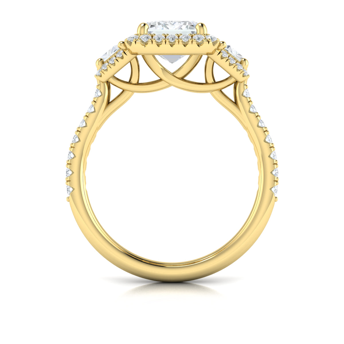 14kt Yellow Gold Emerald Cut Three-Stone Engagement Ring