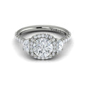 14kt White Gold Round Diamond Three-Stone Halo Ring