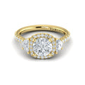 14kt Yellow Gold Round Diamond Three-Stone Halo Ring
