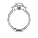 14kt White Gold Diamond Three-Stone Halo Engagement Ring