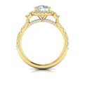 14kt Yellow Gold Diamond Three-Stone Halo Ring