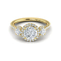 18kt Yellow Gold Round Diamond Three-Stone Halo Ring