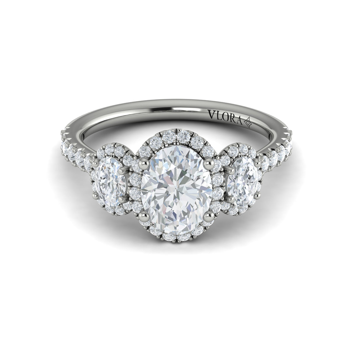 Platinum Oval Diamond Triple Halo Engagement Ring