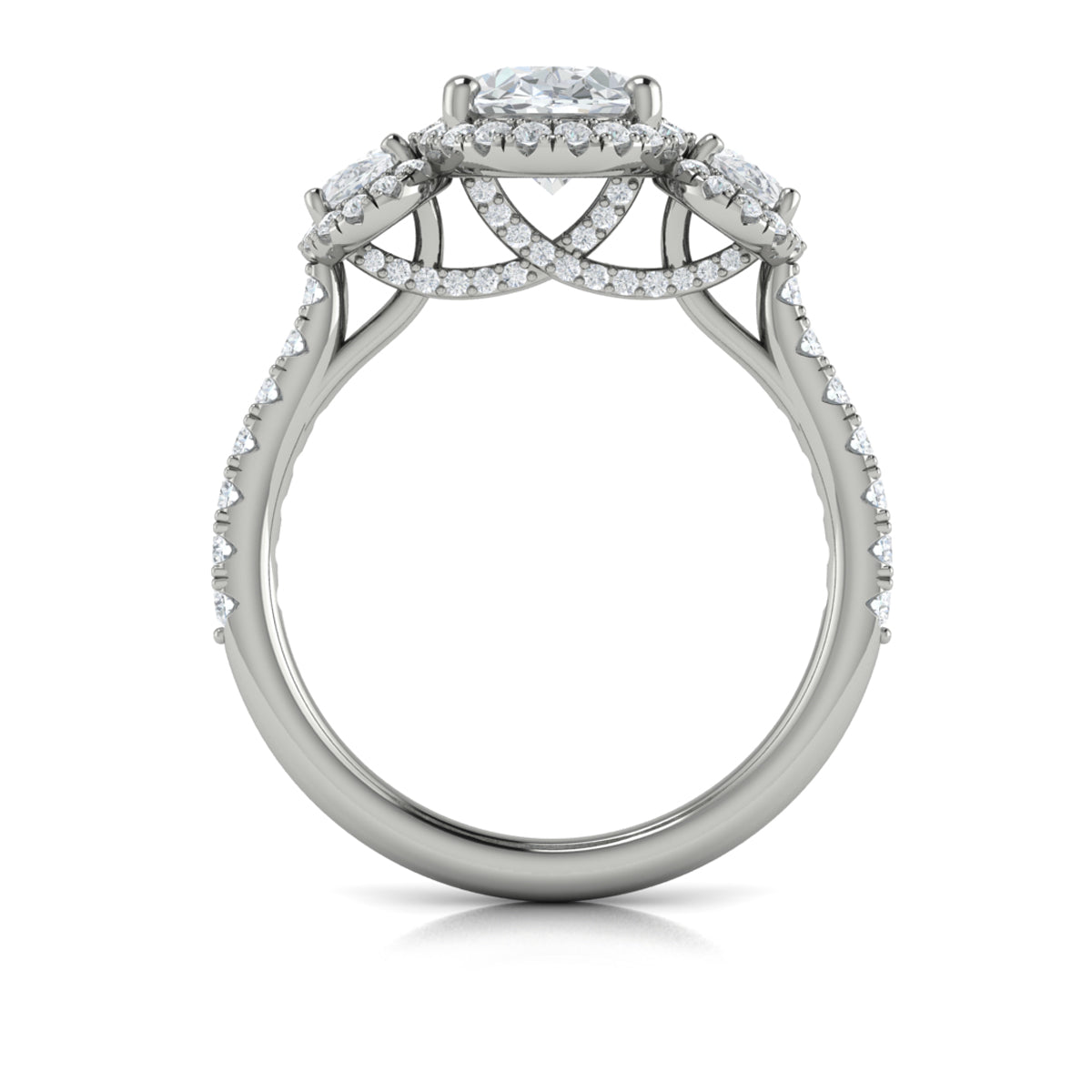 Platinum Oval Diamond Triple Halo Engagement Ring