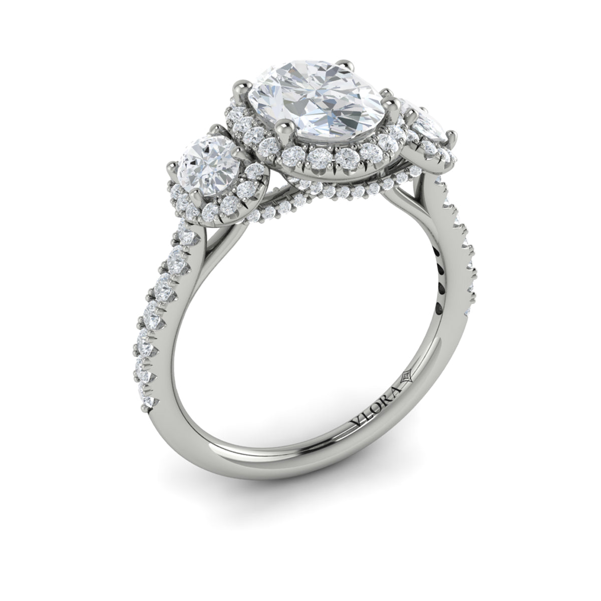 Platinum Oval Diamond Triple Halo Engagement Ring