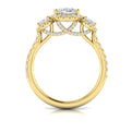 14kt Yellow Gold Oval Diamond Three-Stone Halo Ring