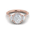 14K Rose Gold Oval Diamond Three-Stone Halo Ring