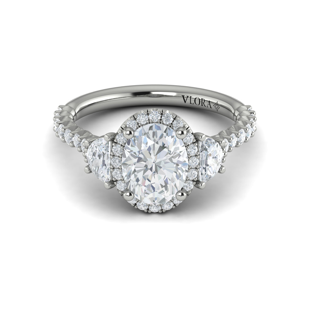 14kt White Gold Oval Diamond Halo Engagement Ring