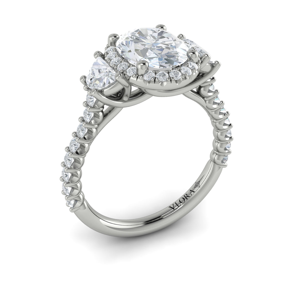 14kt White Gold Oval Diamond Halo Engagement Ring