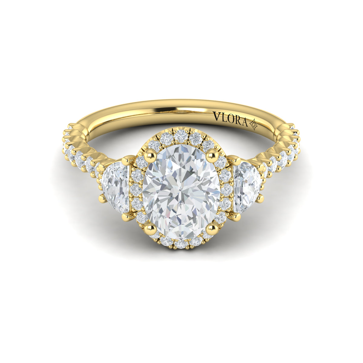 14kt Yellow Gold Oval Diamond Halo Engagement Ring