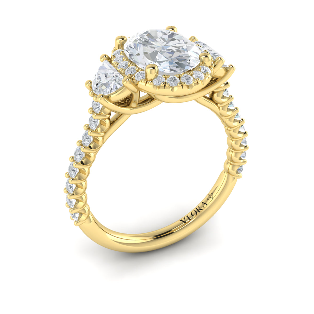 14kt Yellow Gold Oval Diamond Halo Engagement Ring