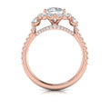 14K Rose Gold Floral Halo Diamond Engagement Ring
