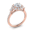 14K Rose Gold Floral Halo Diamond Engagement Ring