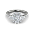 14kt White Gold Round Diamond Floral Halo Ring