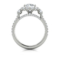 14kt White Gold Round Diamond Floral Halo Ring