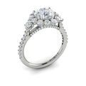 14kt White Gold Round Diamond Floral Halo Ring