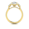 14kt Yellow Gold Round Diamond Floral Halo Ring