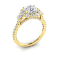 14kt Yellow Gold Round Diamond Floral Halo Ring