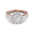 14K Rose Gold Oval Diamond Floral Halo Engagement Ring