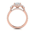14K Rose Gold Oval Diamond Floral Halo Engagement Ring