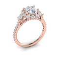 14K Rose Gold Oval Diamond Floral Halo Engagement Ring