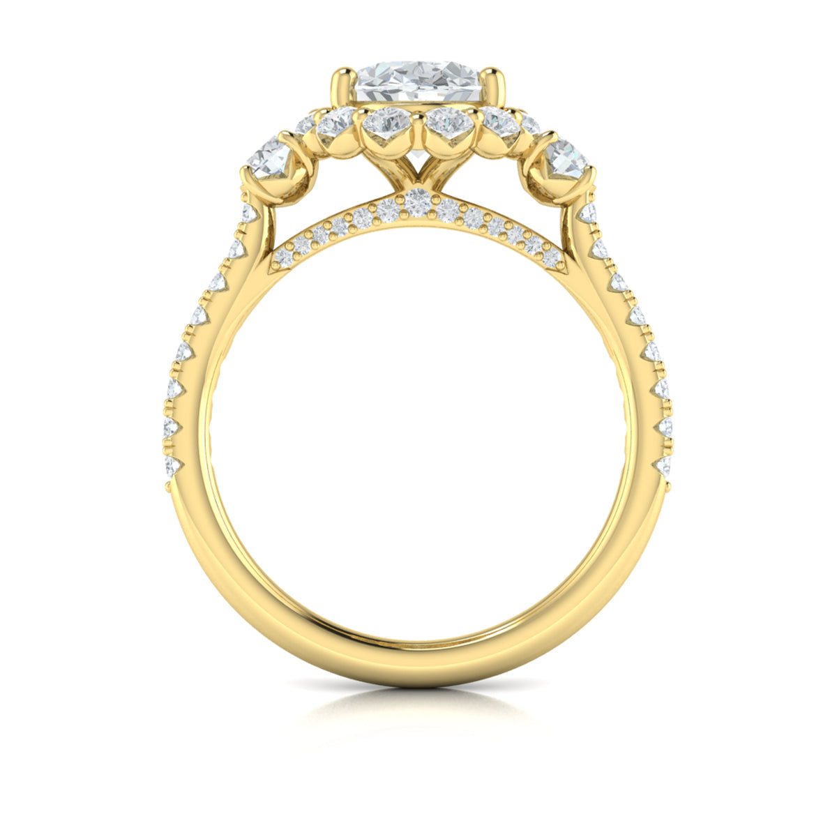 18kt Yellow Gold Oval Diamond Halo Engagement Ring