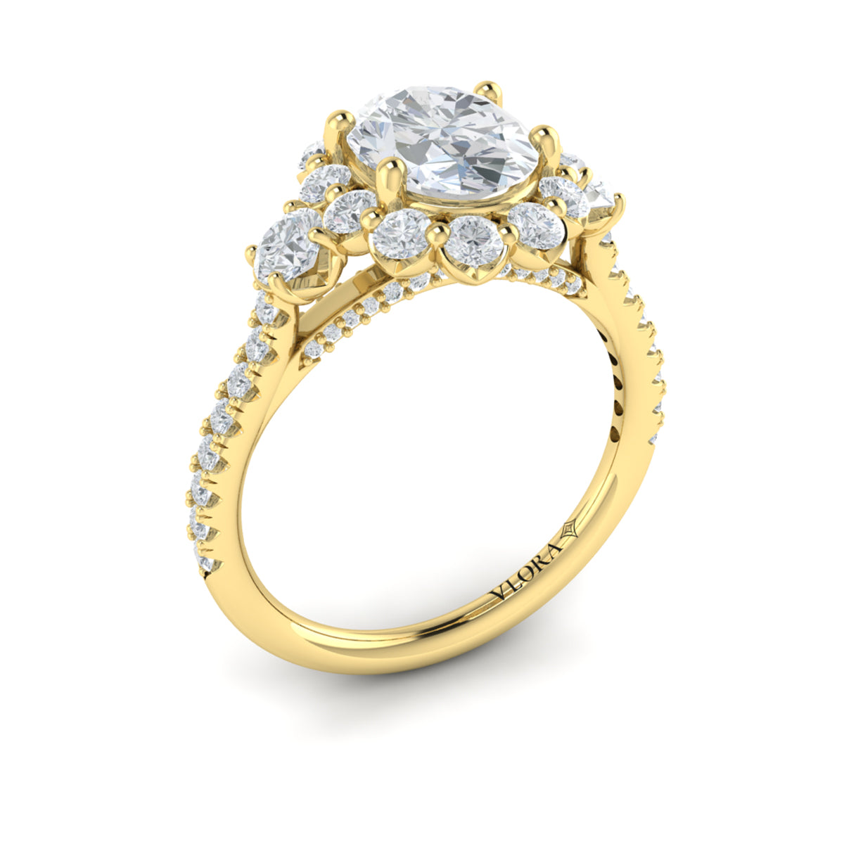 18kt Yellow Gold Oval Diamond Halo Engagement Ring