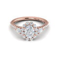 14K Rose Gold Oval Diamond Halo Engagement Ring