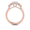 14K Rose Gold Oval Diamond Halo Engagement Ring