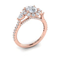 14K Rose Gold Oval Diamond Halo Engagement Ring